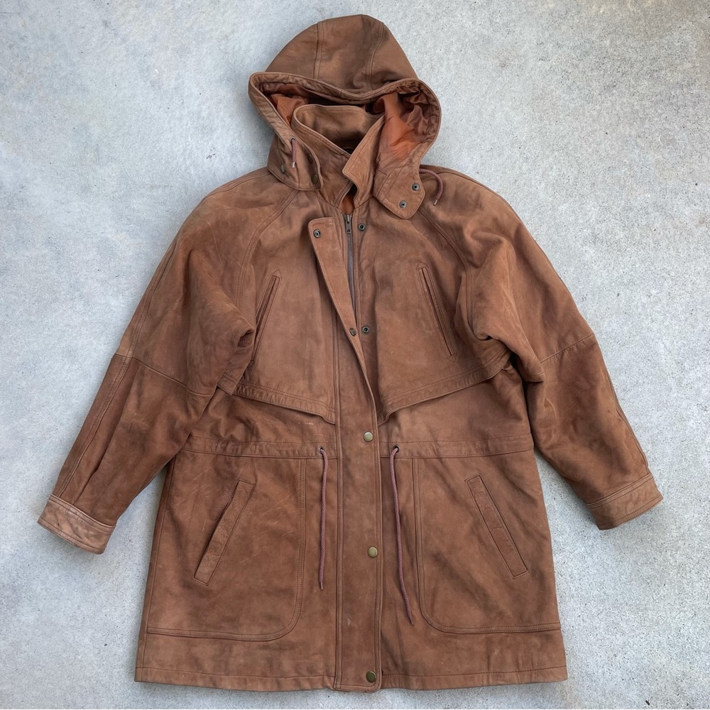 ⭐️Vintage Massimo fine leather long jacket - size L/ XL